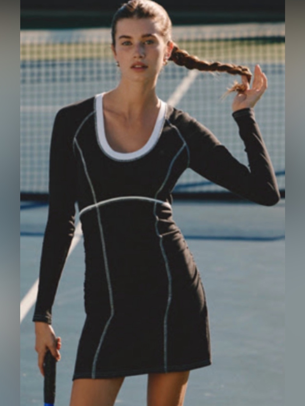NWT Daily Practice by Anthropologie Scoop Neck Long Sleeve Mini Dress Size XS